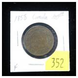 1858 Canadian large cent, key date