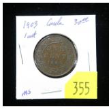 1903 Canadian large cent, uncirculated