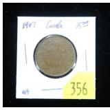 1907 Canadian large cent, AU