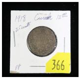 1918 Canadian quarter