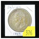 1869 Belgium 5 francs