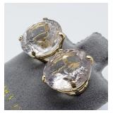 14K Yellow gold round mix cut morganite stud