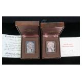 2- Hamilton Mint 1 oz. .999 Christmas ingots