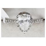 14K White gold brilliant pear cut diamond