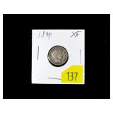 1899 Barber dime, XF