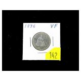 1876 U.S. Seated Liberty quarter dollar, VF