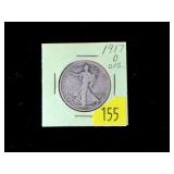 1917-D Obverse Mint mark Walking Liberty half