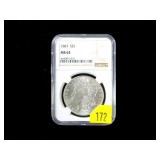 1887 Morgan dollar, NGC slab certified MS-62