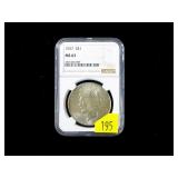 1927 Peace dollar, NGC slab certified MS-63,