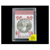 2019 American Silver Eagle, "Its a Girl," holder,