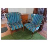 Pair of retro upholstered arm chairs with
