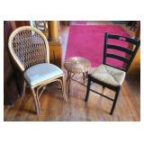 Lot, Bamboo side chair, rush seat side chair and