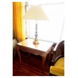 Lot, wooden end table (27" L x 18 1/2" W x 23" H),