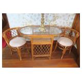 3-piece bamboo glass topped table and chair set