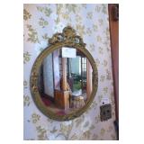 17" round mirror with gold frame