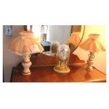 Lot, pair of 17" porcelain decorative table lamps,