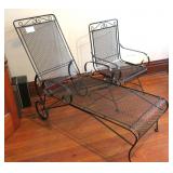Lot, wrought iron patio set with motion arm chair