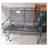 Wrought iron love seat glider with new folding