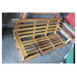 Wooden hanging love seat porch swing