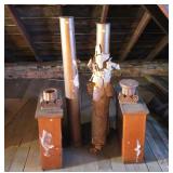 Lot, oak columns and bases (57 1/2" tall and