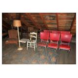 Lot, vintage dinett chairs, lamps and bed frame