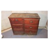 Oak kitchen cabinet with bin, 42" W x 20" D x