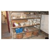 Lot, misc. glass, canning jars, baskets and