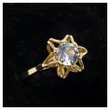 10K Yellow gold round brilliant cut spinel in