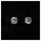 14K White gold round brilliant cut diamond stud