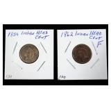 2- Indian Head cents: 1859, 1862 -x2 coins