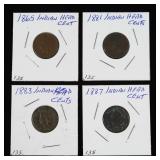 4- Indian Head cents: 1865, 1881, 1883, 1887 -x4