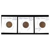 3- Indian Head cents: 1884, 1885, 1886 -x3 coins