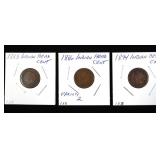 3- Indian Head cents: 1885, 1886, 1894 -x3 coins