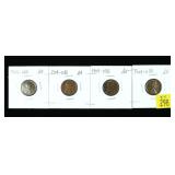 4- 1909-VDB cents, AU -x4 coins