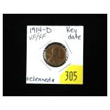 1914-D Lincoln cent, cleaned