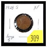 1928-S Lincoln cent, XF