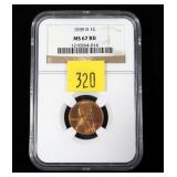 1939-D Lincoln cent, NGC slab certified MS-67 RD