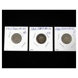 Lot, 3 Shield nickels: 1867,1868, 1882