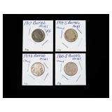 Lot, 4 Buffalo nickels: 1917, 1918-S, 1919-O,