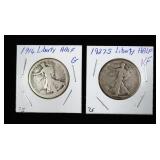 2- Walking Liberty half dollars: 1916, 1927-S -x2