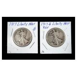 2- Walking Liberty half dollars: 1917, 1917-S -x2