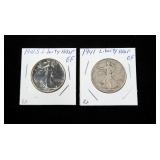 2- Walking Liberty half dollars: 1941, 1941-S -x2