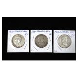 3- Franklin half dollars: 2-1950, 1963-D -x3 coins