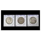 3- Franklin half dollars: 1951, 1951-S, 1958-D -x3