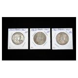 3- Franklin half dollars: 1958-D, 1960, 1963-D -x3