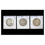 3- Franklin half dollars: 1959-D, 2-1962-D -x3