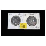 2- 1961 Proof half dollars -x2 coins