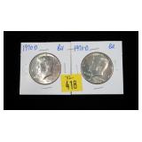 2- 1970-D Kennedy half dollars -x2 coins