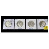 4- Kennedy half dollars, 40% silver -x4 coins