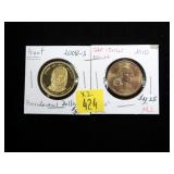 2- BU proof dollars: 2008-S, 2010, Unc. -x2 coins